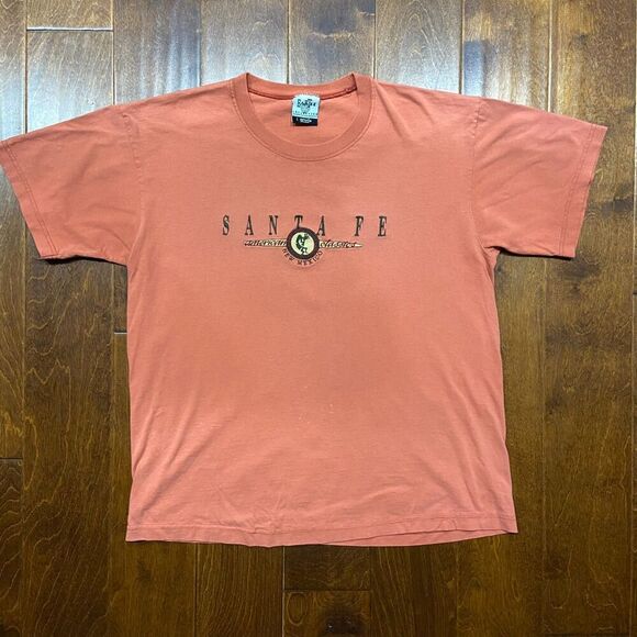 Earth Collection Vintage 90s Santa Fe New Mexico Embroidered Peach T-Shirt Large - Picture 4 of 9